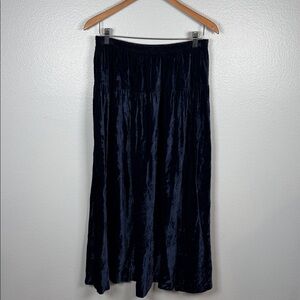 Carole Little Sport Vintage 90’s Navy Velvet Maxi skirt elastic waist size 10